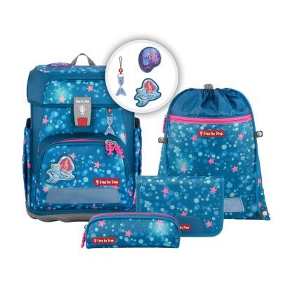 Step by Step Školní aktovka CLOUD pro prvňáčky - 5-dílný set - Mermaid Lola  + Blikačka Step by Step jako dárek