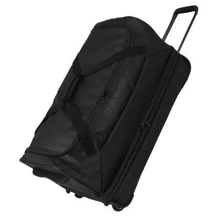 Travelite Basics Wheeled Duffle exp. Black – cestovní taška na kolečkách, pohled zepředu