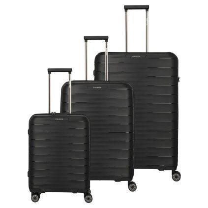 Travelite Mooby S,M,L Black – sada cestovních kufrů, pohled zepředu