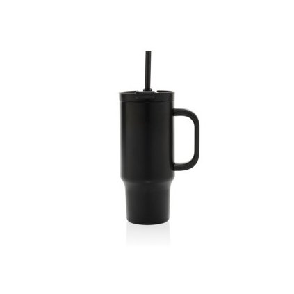 Uzavíratelný nerez termohrnek s brčkem, 480ml, XD Design, černý