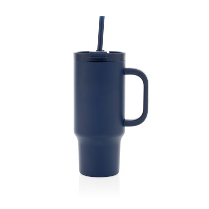 Uzavíratelný nerez termohrnek s brčkem, 480ml, XD Design, modrý