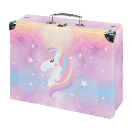 BAAGL Skládací školní kufřík Rainbow Unicorn s kováním – produktová fotografie 1