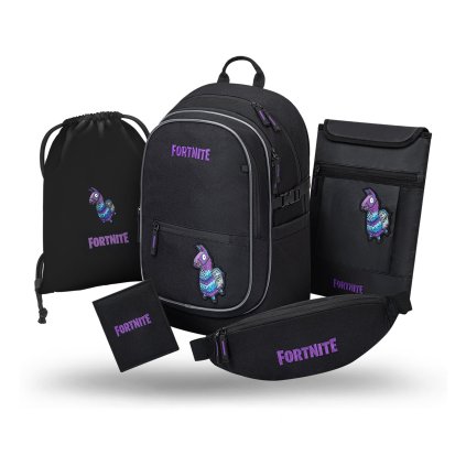 BAAGL SET 5 Core Fortnite Llama: batoh, sáček, ledvinka, obal na notebook, peněženka GRS – produktová fotografie 1