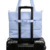 Puffer Tote Bag Trolley Handle Strap View Light Blue