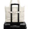 Puffer Tote Bag Trolley Handle Strap View Off White