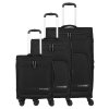 Sada cestovních kufrů Travelite Kick Off 4w S, M exp, L exp Black – celkový pohled