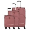Sada cestovních kufrů Travelite Kick Off 4w S, M exp, L exp Rose – celkový pohled